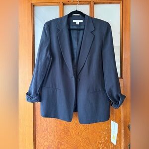 Josephine Chaus NWT Navy Blazer Jacket - silk and linen blend